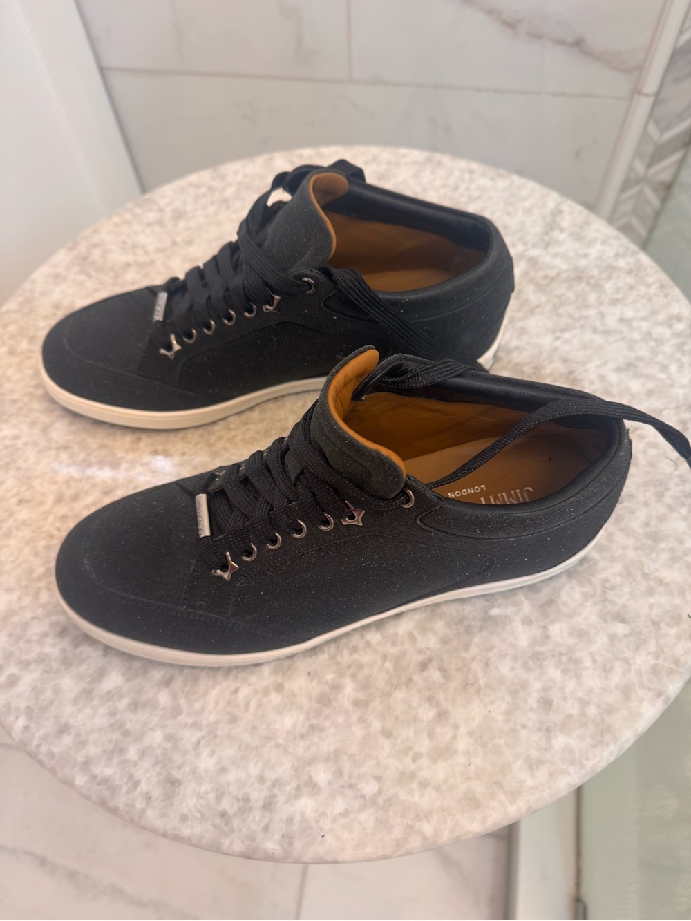 Jimmy Choo Black sparkling Low-Top Women's Sneakers with Tan Interior